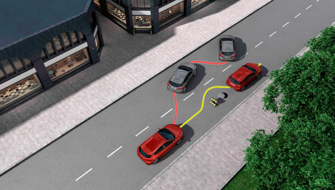 SMALL_【圖五】ESA閃避轉向輔助系統能輔助駕駛者緊急閃避前車。