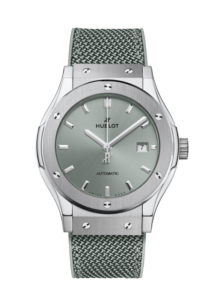 Hublot_經典融合系列鼠尾草綠鈦金腕錶NTD275000拷貝